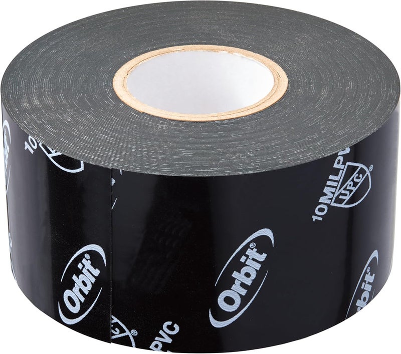 ORBIT 53552 شريط تغليف الأنابيب 2 بوصة × 100 قدم 10 مل، بلاستيك PVC أسود - Image 1